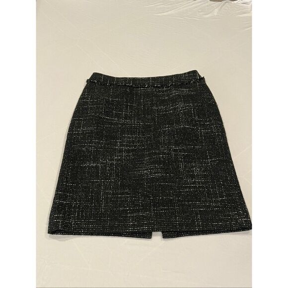 Ann Taylor Dresses & Skirts - Ann Taylor Women's Marled Woven Fringe Wool Blend Pencil Skirt Black Size 4
